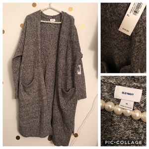NWT Long Gray Marled Cardigan Pockets Size XL